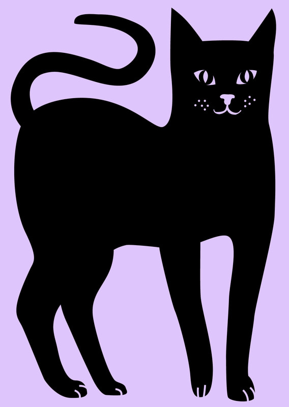illustration of a friendly black cat simple and graphic by Alex Higlett