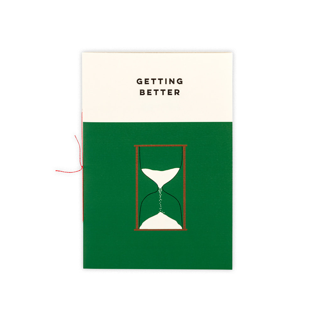 Getting Better Zine cover illustration featuring hourglass by Alex Higlett